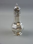 A SILVER SUGAR CASTOR, Birmingham 1919, 3.5 troy ozs, 16.5 cms high