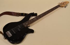A YAMAHA BASE GUITAR in black, 110cms long