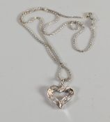 A CONTEMPORARY MULTI-DIAMOND HEART-SHAPED PENDANT & NECKLACE in 18ct white gold, the diamonds