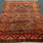 IRANIAN 100% WOOL PILE RED GROUND RUG 197 x 166cms