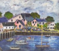 JOHNNY DANFORTH acrylic - harbour scene, signed, 40 x 45cms