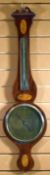 A BRASS DIAL ANEROID BAROMETER in Sheraton style mahogany case, inscribed P Cassal, Glasgow, 96cms