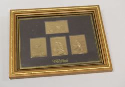 A FRAMED PRESENTATION OF STAFFA (SCOTLAND) COMMEMORATIVE STAMPS for 'Wild Birds', marked 23K