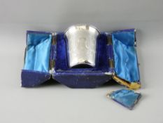 A CASED PRESENTATION SILVER BEAKER, Continental marks, 3 troy ozs (impact marks to the body near the