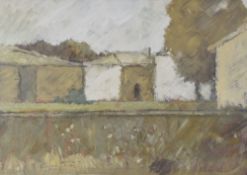 GORDON STUART oil - entitled verso 'Buildings in France', signed, 29 x 40cms