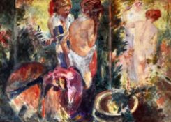 SIR FRANK BRANGWYN RA watercolour - three figures being a depiction of 'Susanna and the Elders',