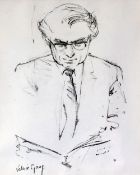 VALERIE GANZ two charcoal drawings on paper - head portrait of Sir Anthony Hopkins, signed, 17 x