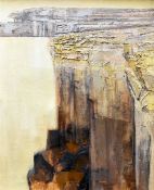 E C FRANCIS oil on canvas - coastal cliffs, Anglesey, signed canvas verso, 80 x 65cms
