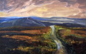 E WYNNE GRIFFITH watercolour - mountainous and moorland landscape, signed verso, 38 x 60cms