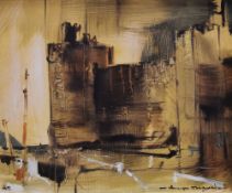 WILLIAM SELWYN early oil on board - Caernarfon Quayside and castle scene, signed and with exhibition