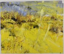 DAVID TRESS mixed media on layered paper and construction - landscape, entitled verso 'Spring