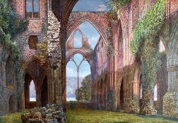 THOMAS PRYTHERCH watercolour - interesting architectural study of the ruins of Tintern Abbey,