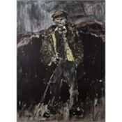 SIR KYFFIN WILLIAMS RA coloured limited edition (35/150) print - farmer Hugh Rowlands with stick