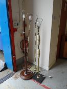 Four various standard lamps & shades