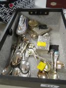 A parcel of souvenir spoons, pseudo white metal book, ring boxes etc