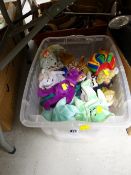 A box of modern soft toys