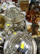 A quantity of EPNS tableware and a good gallery footed tray including fancy pair of candlestick