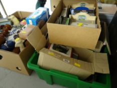 A cased typewriter and a quantity of boxed Diecast vehicles and a box of mixed items