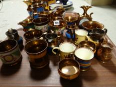 A parcel of smaller copper lustre items