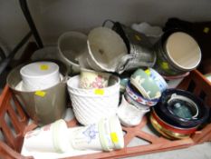 A box of domestic planters etc