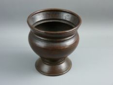 A 19th CENTURY BEATEN COPPER PLANTER, urn shaped with foldover rim, hammered finish with bronzed