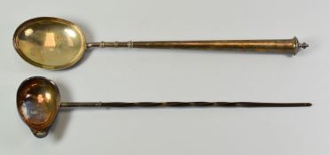 TWO SILVER LADLES being a 1937 Coronation commemorative example with engraved bowl 'Copy of the