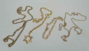 THREE 14K NECKLACES & 14K BRACELET 28gms total