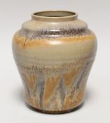 A POOL STONEWARE VASE BY CARTER STABLER ADAMS with mottled effect glaze, impressed mark, 17cms