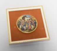 A PRATT WARE POT LID 'THE BEAR PIT' with children and figures tormenting a bear on a pole with