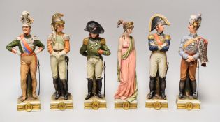 SIX CAPODIMONTE PORCELAIN NAPOLEONIC FIGURES