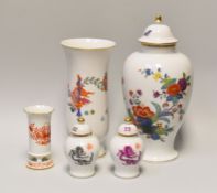 TWENTIETH CENTURY MEISSEN PORCELAIN ITEMS comprising large covered vase, 37cms high large baluster
