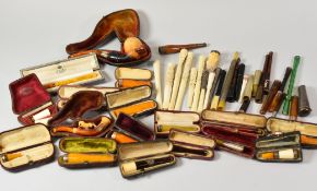 A GOOD & LARGE PARCEL OF CHEROOT HOLDERS & RELATED ITEMS notable examples include cased Asprey