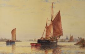 FREDERICK JAMES ALDRIDGE (1850-1933) watercolour - Bosham Reach, Chichester, signed, 24 x 37cms
