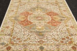 AN OVER GROUND WOVEN SOAK CARPET with unique medallion design, 289 x 201cms
