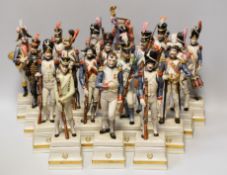 A SET OF EIGHTEEN ITALIAN PORCELAIN MILITARY FIGURES