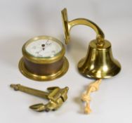 A MARINE BULKHEAD BAROMETER inscribed Kelvin Bottomley & Baird Ltd, Glasgow, 17cms diam; together