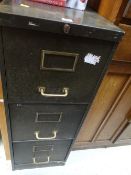 A good vintage three-drawer green coloured filing cabinet