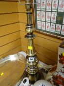 A metallic table lamp