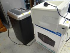 A boxed as new Brother laser printer together with a Samsung printer and a large office-style