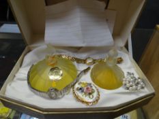 Vintage boxed perfume, ladies wristwatch etc