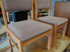 A pair of semi-upholstered chairs, an office cabinet and a drinks refrigerator