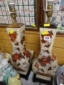 A pair of pottery Oriental-style table lamps