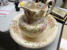 A modern floral jug and basin