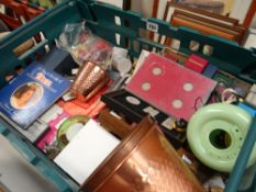 A box of sewing and household items
