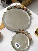 Two small barbola-type mirrors