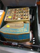 Quantity of thimbles, a cased vintage scent set etc