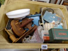 A quantity of sewing, needlework items, miniature sewing machine etc