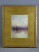 EDMUND PHIPPS watercolour - boats at sea with a sunset sky, signed and dated 1905, 23 x 17 cms