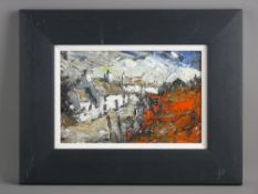 WYN HUGHES acrylic on board - whitewashed cottage, signed with initials, 18.5 x 29 cms