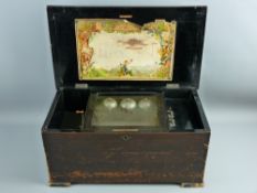 A SWISS SIMULATED ROSEWOOD CYLINDER MUSIC BOX, playing eight airs on three bells, lever wind on a